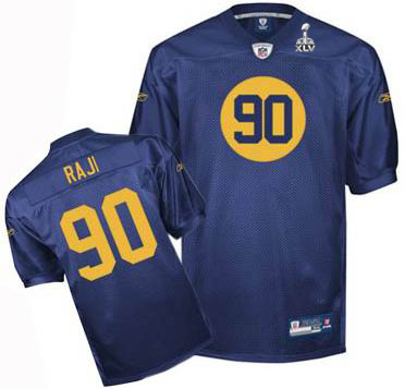 Jerseys Factory Cheap Packers #90 B.J. Raji Blue Super Bowl XLV