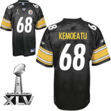 Jerseys Factory Cheap Steelers #68 Chris Kemoeatu Black Super Bo