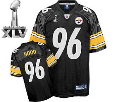 Jerseys Factory Cheap Steelers #96 Evander Hood Black Super Bowl