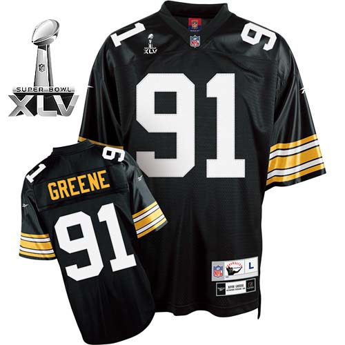 Jerseys Factory Cheap Steelers #91 Kevin Greene Black Super Bowl