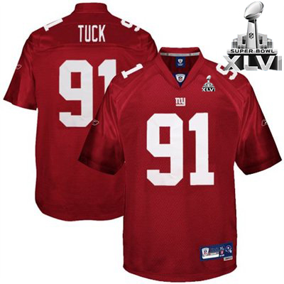 Jerseys Factory Cheap Giants #91 Justin Tuck Red Super Bowl XLVI