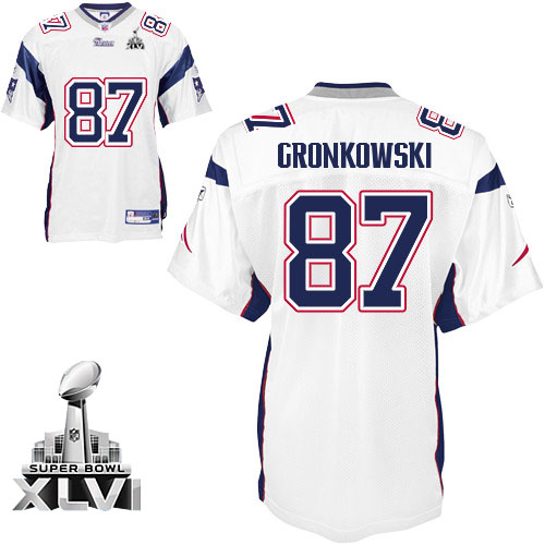 Jerseys Factory Cheap Patriots #87 Rob Gronkowski White Super Bo