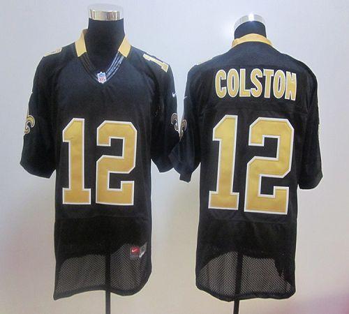 Jerseys Factory Cheap Nike Saints #12 Marques Colston Black Stit