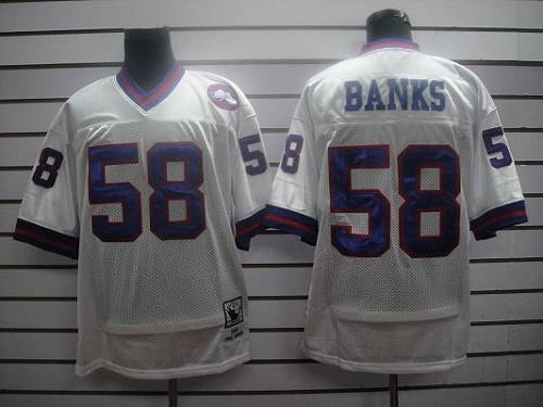 Jerseys Factory Cheap Mitchell and Ness Giants #58 Carl Banks Wh