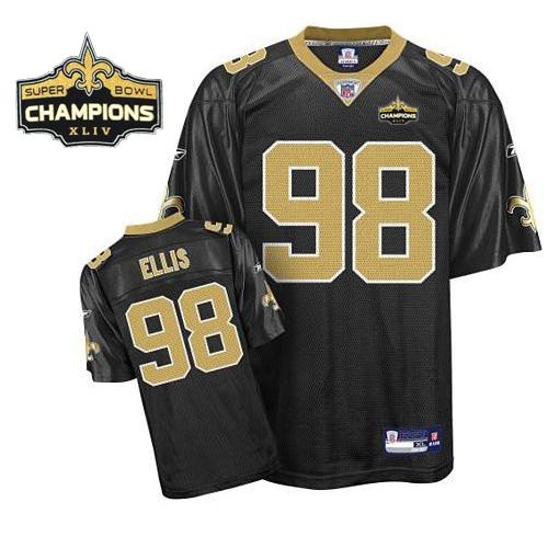 Jerseys Factory Cheap Saints #98 Sedrick Ellis Black Super Bowl