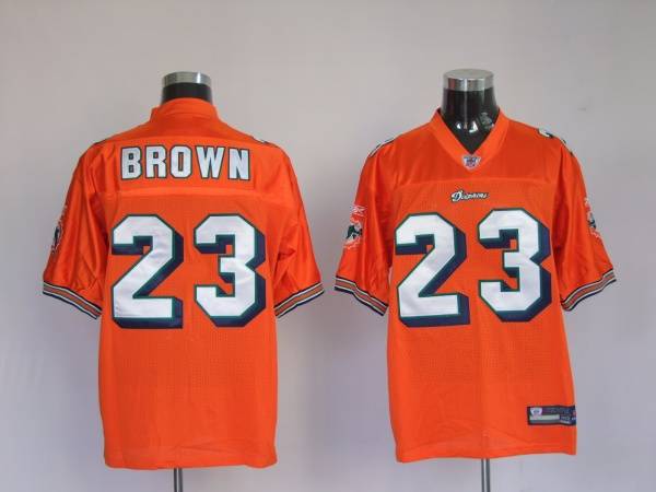 Jerseys Factory Cheap Dolphins Ronnie Brown #23 Orange Stitched - Click Image to Close