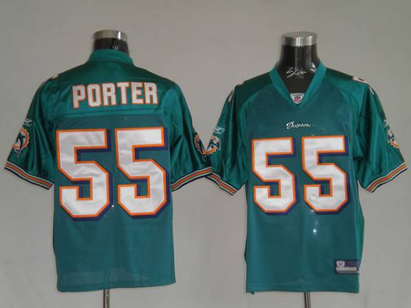 Jerseys Factory Cheap Dolphins Joey Porter #55 Green Stitched NF - Click Image to Close