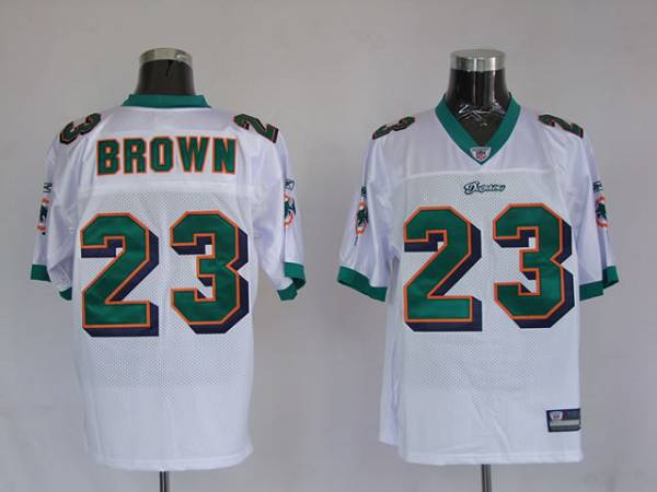 Jerseys Factory Cheap Dolphins Ronnie Brown #23 White Stitched N - Click Image to Close