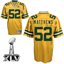 Jerseys Factory Cheap Packers #52 Clay Matthews Yellow Super Bow