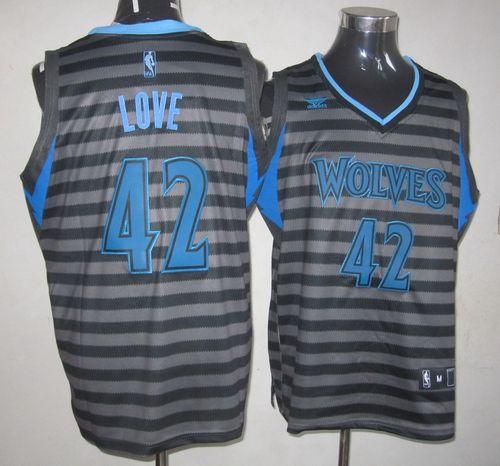 Jerseys Factory Cheap Timberwolves #42 Kevin Love Black/Grey Gro