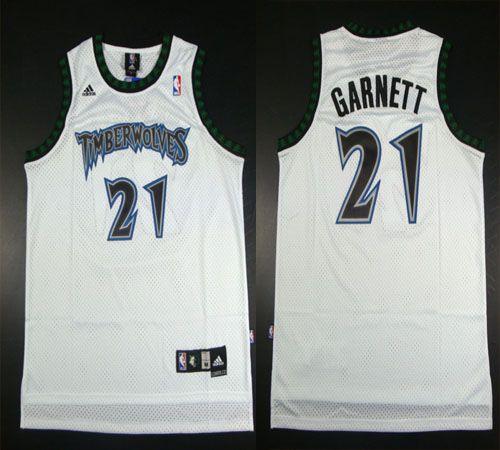 Jerseys Factory Cheap Timberwolves #21 Retro Garnett White Embro