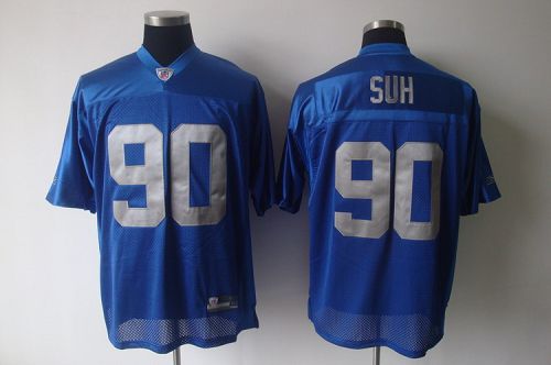 Jerseys Factory Cheap Lions #90 Ndamukong Suh Blue Throwback Sti
