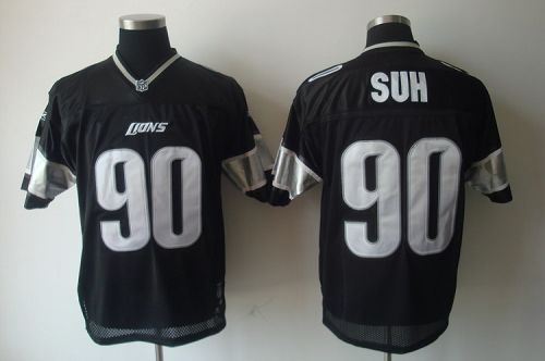 Jerseys Factory Cheap Lions #90 Ndamukong Suh Black Shadow Stitc