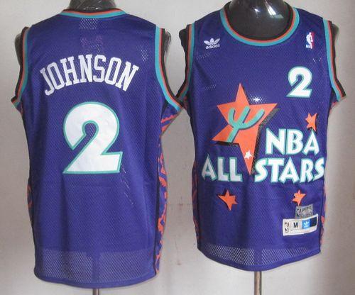 Jerseys Factory Cheap Hornets #2 Larry Johnson Purple 1995 All S