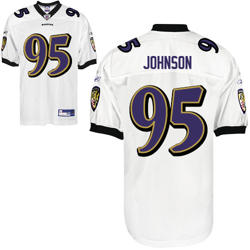 Jerseys Factory Cheap Ravens #95 Jarret Johnson White Stitched N