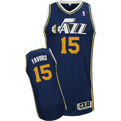 Jerseys Factory Cheap Revolution 30 Jazz #15 Derrick Favors Navy