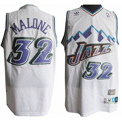 Jerseys Factory Cheap Jazz #32 Karl Malone White Throwback Stitc