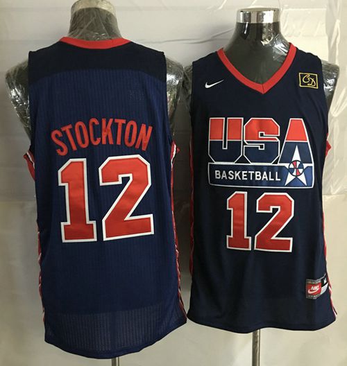 Jerseys Factory Cheap Team USA #12 John Stockton Dark Blue 2012 - Click Image to Close