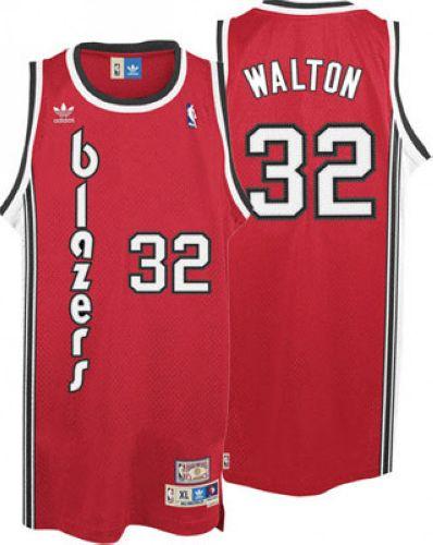 Jerseys Factory Cheap Blazers #32 Bill Walton Red Throwback Stit