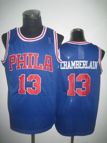 Jerseys Factory Cheap 76ers #13 Wilt Chamberlain Blue Throwback