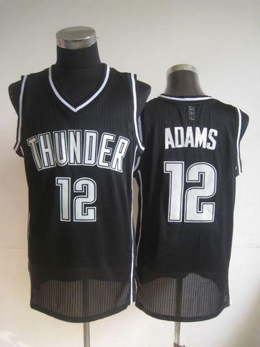 Jerseys Factory Cheap Thunder #12 Steven Adams Black Shadow Stit