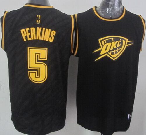 Jerseys Factory Cheap Thunder #5 Kendrick Perkins Black Precious