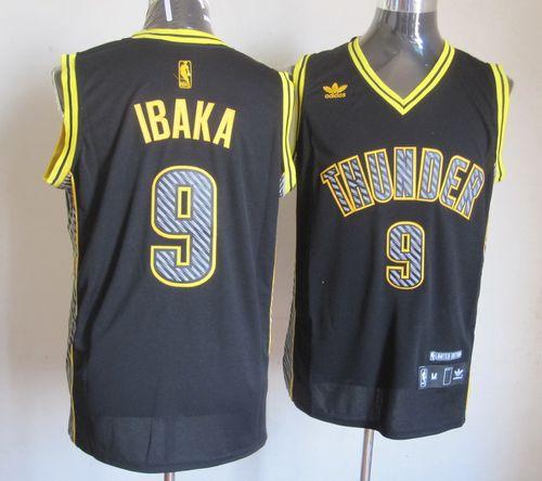 Jerseys Factory Cheap Thunder #9 Serge Ibaka Black Electricity F