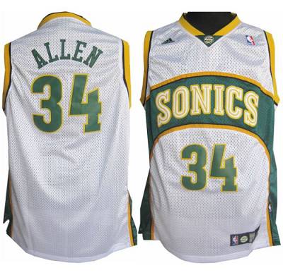Jerseys Factory Cheap Thunder #34 Ray Allen White Seattle SuperS