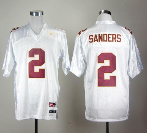 Jerseys Factory Cheap Seminoles #2 Deion Sanders White Embroider