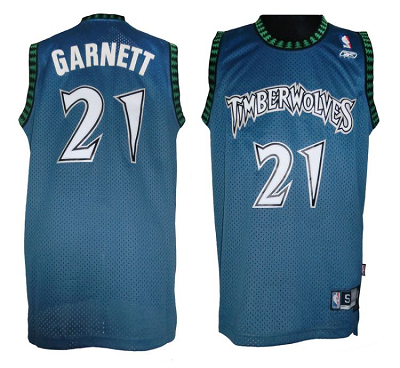 Jerseys Factory Cheap Timberwolves #21 Retro Garnett Blue Throwb