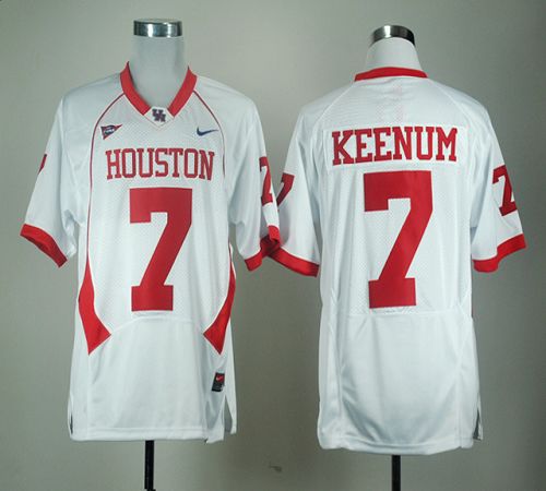 Jerseys Factory Cheap Cougars #7 Case Keenum White C-USA Patch E
