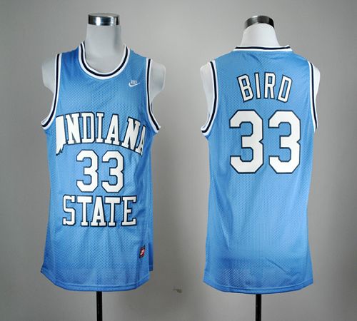 Jerseys Factory Cheap Sycamores #33 Larry Bird Blue Hardwood Leg