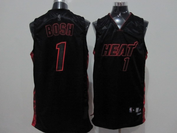 Jerseys Factory Cheap Heat #1 Chris Bosh Black With Red&Black Nu