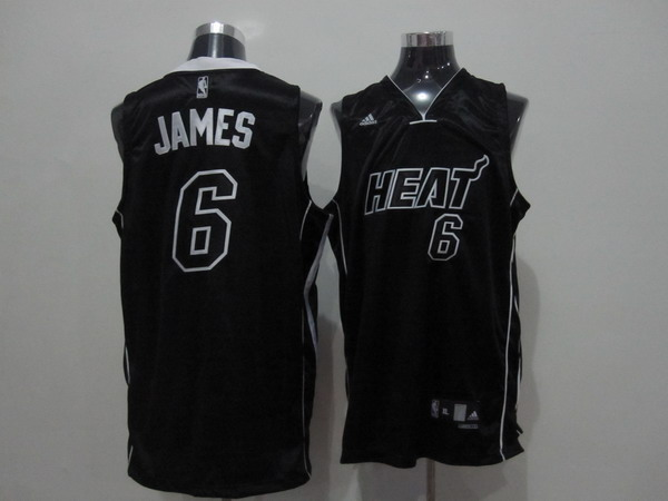 Jerseys Factory Cheap Heat #6 LeBron James Black Shadow Stitched