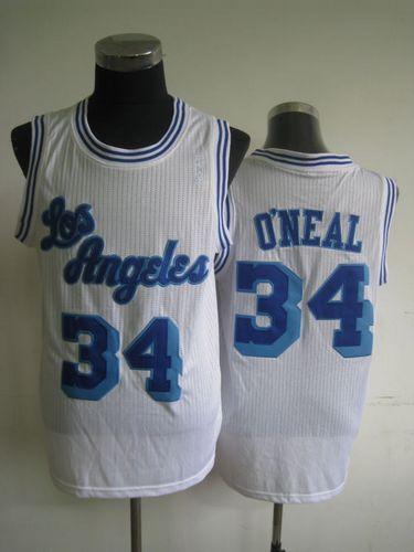 Jerseys Factory Cheap Lakers #34 Shaquille O'Neal White Throwbac