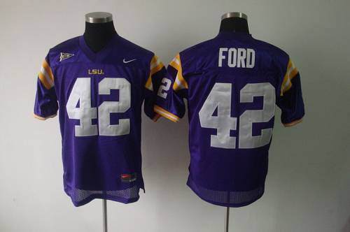 Jerseys Factory Cheap LSU Tigers #42 Michael Ford Purple Embroid