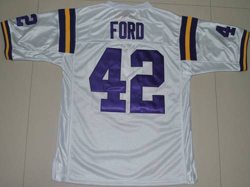 Jerseys Factory Cheap LSU Tigers #42 Michael Ford White Embroide