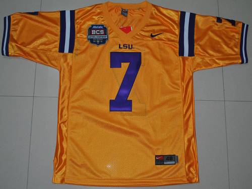 Jerseys Factory Cheap LSU Tigers #7 Tyrann Mathieu Gold 2012 BCS