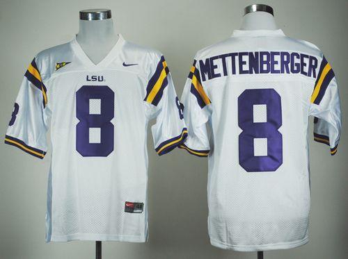 Jerseys Factory Cheap LSU Tigers #8 Zach Mettenberger White Embr