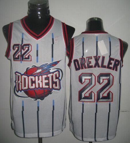 Jerseys Factory Cheap Rockets #22 Clyde Drexler White Throwback