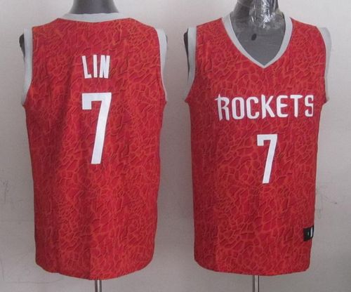 Jerseys Factory Cheap Rockets #7 Jeremy Lin Red Crazy Light Stit