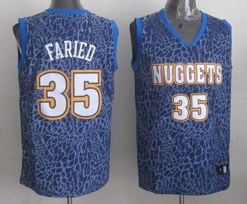 Jerseys Factory Cheap Nuggets #35 Kenneth Faried Dark Blue Crazy