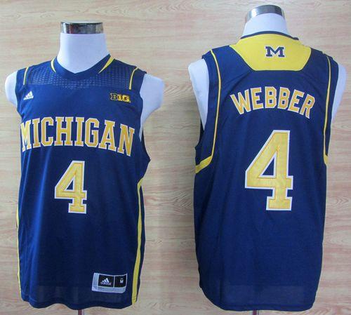 Jerseys Factory Cheap Wolverines #4 Chris Webber Navy Blue Baske