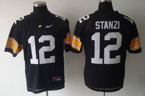 Jerseys Factory Cheap Hawkeyes #12 Stanzi Black Embroidered NCAA