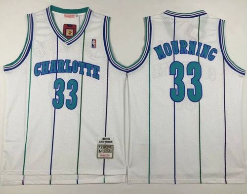 Jerseys Factory Cheap Mitchell And Ness Hornets #33 Alonzo Mourn