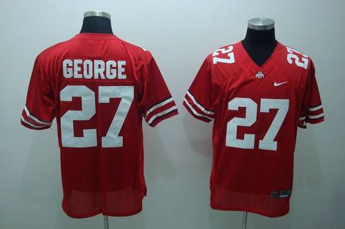 Jerseys Factory Cheap Buckeyes #27 Eddie George Red Embroidered