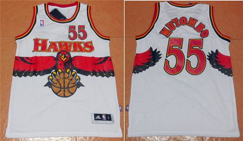 Jerseys Factory Cheap Hawks #55 Dikembe Mutombo White Throwback
