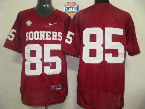 Jerseys Factory Cheap Sooners #85 Red AT&T Cotton Bowl Embroider