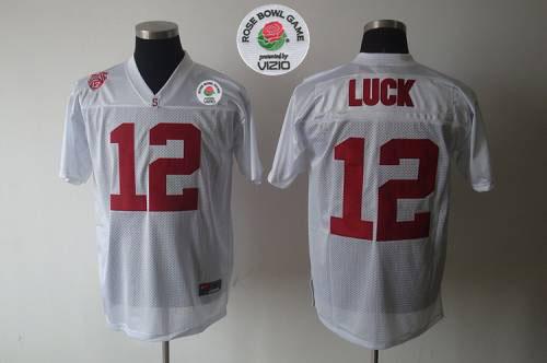 Jerseys Factory Cheap Cardinal #12 Andrew Luck White Rose Bowl G