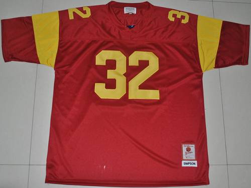 Jerseys Factory Cheap Trojans #32 O.J. Simpson Red Embroidered N